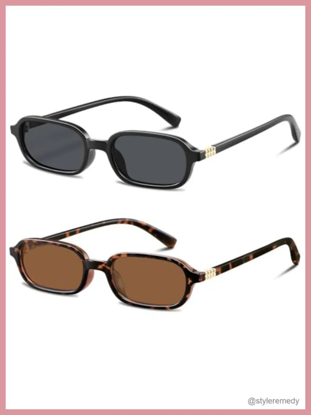Retro Rectangular Sunglasses UV Protection Small Narrow Square Frame